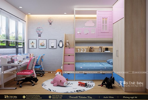 Thiết kế giường tầng cho bé trai và bé gái  - BBP49